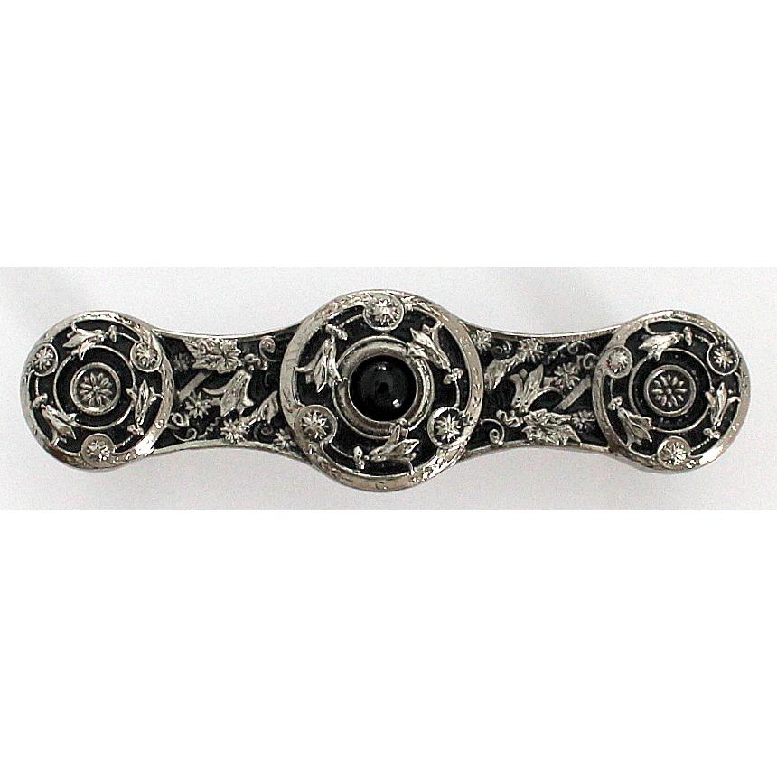 Notting Hill NHP-661-BN-O Jeweled Lily Pull Brite Nickel/Black Onyx natural stone